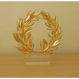 Olive Wreath - Real Natural Plant - Handmade 24 Karat Gold Plated on Plexiglass - Decor Ornament - 16cm (6.3")