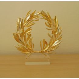 Olive Wreath - Real Natural Plant - Handmade 24 Karat Gold Plated on Plexiglass - Decor Ornament - 16cm (6.3")
