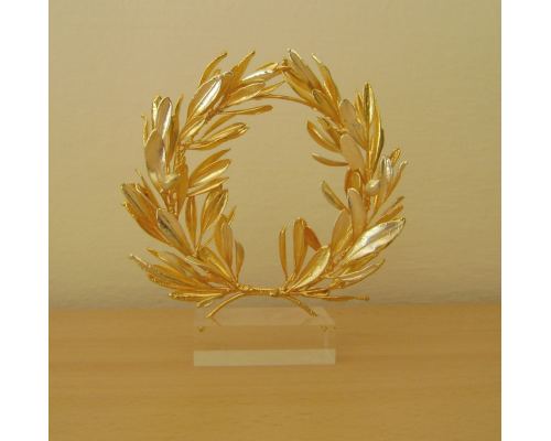 Olive Wreath - Real Natural Plant - Handmade 24 Karat Gold Plated on Plexiglass - Decor Ornament - 16cm (6.3")