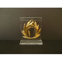 Olive Wreath - Real Natural Plant - Handmade 24 Karat Gold Plated on Plexiglass - Decor Ornament