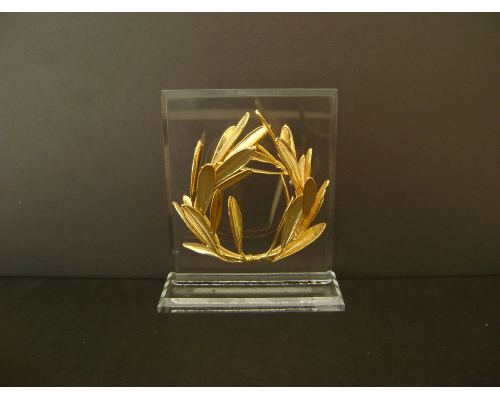 Olive Wreath - Real Natural Plant - Handmade 24 Karat Gold Plated on Plexiglass - Decor Ornament