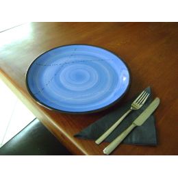 Main Course Serving Plate or Dish, Handmade Ceramic - Blue 10.6" (27cm)