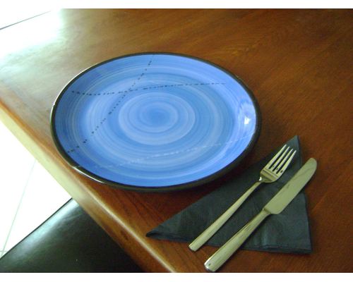 Main Course Serving Plate or Dish, Handmade Ceramic - Blue 10.6" (27cm)