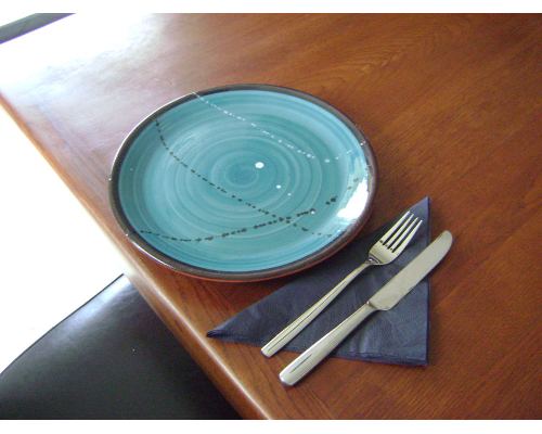 Main Course Serving Plate or Dish, Handmade Ceramic - Green 10.6" (27cm)