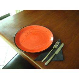 Main Course Serving Plate or Dish, Handmade Ceramic - Red 10.6" (27cm)