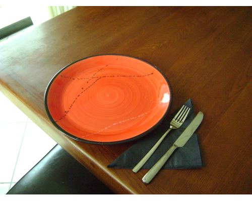 Main Course Serving Plate or Dish, Handmade Ceramic - Red 10.6" (27cm)