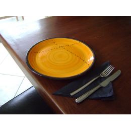 Main Course Serving Plate or Dish, Handmade Ceramic - Yellow 10.6" (27cm)