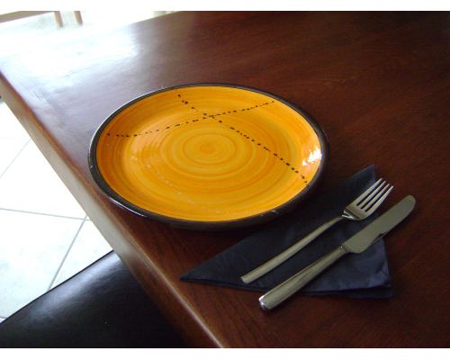 Main Course Serving Plate or Dish, Handmade Ceramic - Yellow 10.6" (27cm)