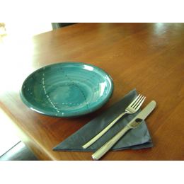 Soup Serving Bowl or Deep Plate, Handmade Ceramic - Green 9.4" (24cm)