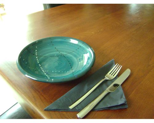 Soup Serving Bowl or Deep Plate, Handmade Ceramic - Green 9.4" (24cm)