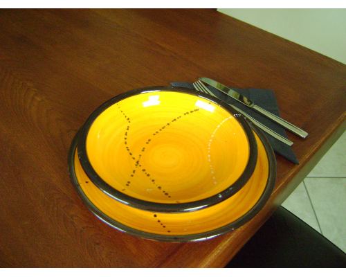 Soup Serving Bowl or Deep Plate, Handmade Ceramic - Yellow 9.4" (24cm)