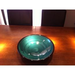 Serving Bowl or Platter - Handmade Ceramic Centerpiece - Green 13"- 33cm