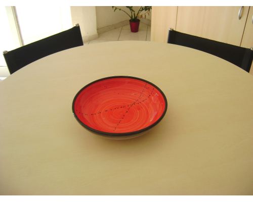 Serving Bowl or Platter - Handmade Ceramic Centerpiece - Red 13"- 33cm