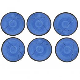 SET of 6, Serving Plates or Dishes, Handmade Ceramic - Blue 8.6" (22cm)