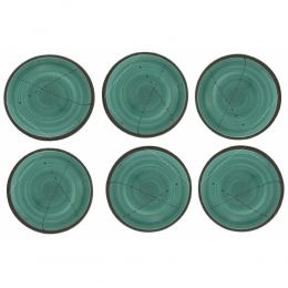 SET of 6, Serving Plates or Dishes, Handmade Ceramic - Green 8.6" (22cm)