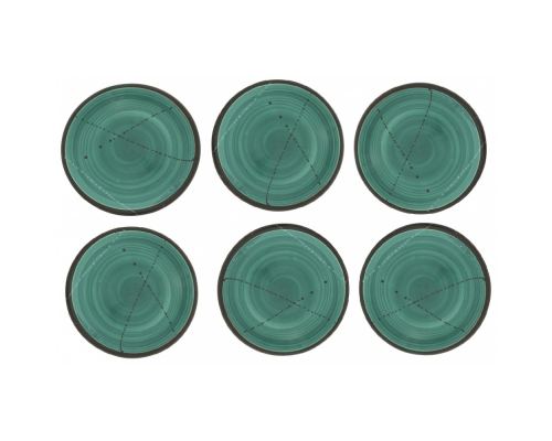 SET of 6, Serving Plates or Dishes, Handmade Ceramic - Green 8.6" (22cm)