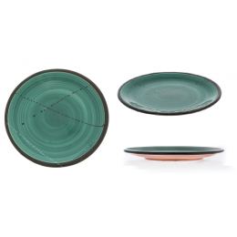 SET of 6, Serving Plates or Dishes, Handmade Ceramic - Green 8.6" (22cm)