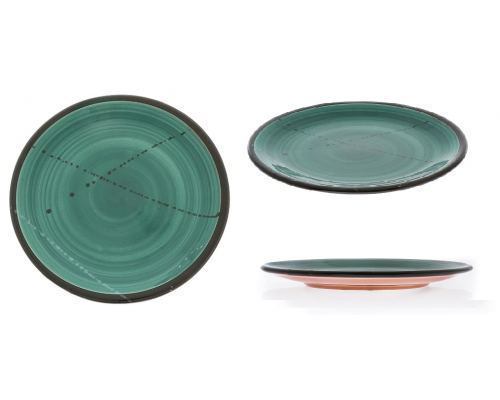 SET of 6, Serving Plates or Dishes, Handmade Ceramic - Green 8.6" (22cm)