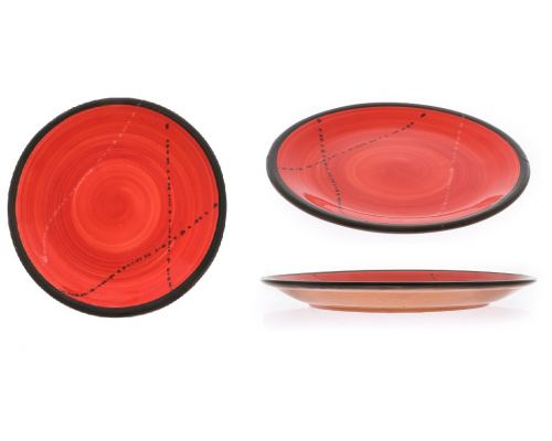 SET of 6, Serving Plates or Dishes, Handmade Ceramic - Red 8.6" (22cm)