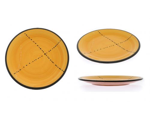 SET of 6, Serving Plates or Dishes, Handmade Ceramic - Yellow 8.6" (22cm)