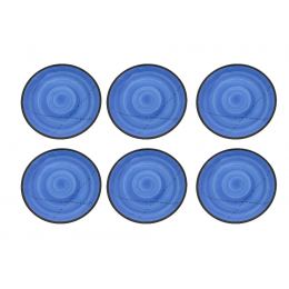 SET of 6, Main Course Serving Plates or Dishes, Handmade Ceramic - Blue 10.6" (27cm)