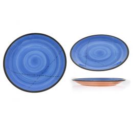 SET of 6, Main Course Serving Plates or Dishes, Handmade Ceramic - Blue 10.6" (27cm)