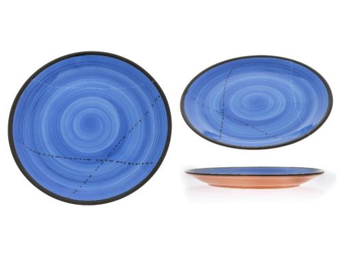 SET of 6, Main Course Serving Plates or Dishes, Handmade Ceramic - Blue 10.6" (27cm)