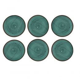 SET of 6, Main Course Serving Plates or Dishes, Handmade Ceramic - Green 10.6" (27cm)