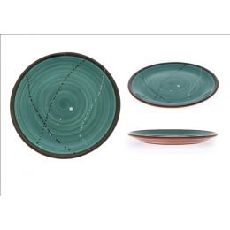 SET of 6, Main Course Serving Plates or Dishes, Handmade Ceramic - Green 10.6" (27cm)