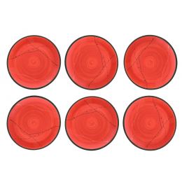 SET of 6, Main Course Serving Plates or Dishes, Handmade Ceramic - Red 10.6" (27cm)