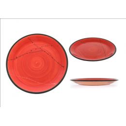 SET of 6, Main Course Serving Plates or Dishes, Handmade Ceramic - Red 10.6" (27cm)