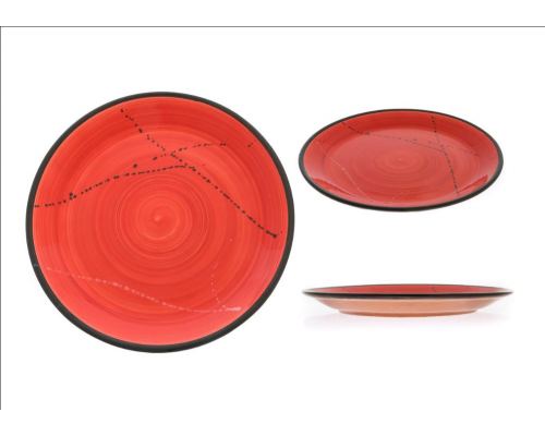 SET of 6, Main Course Serving Plates or Dishes, Handmade Ceramic - Red 10.6" (27cm)