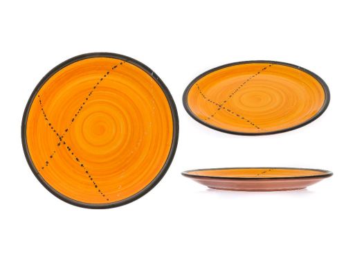 SET of 6, Main Course Serving Plates or Dishes, Handmade Ceramic - Yellow 10.6" (27cm)