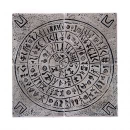 Drink Serving Coasters Set of 4 - Handmade Metal Engraved - Phaistos Disk Design