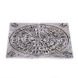 Drink Serving Coasters Set of 4 - Handmade Metal Engraved - Phaistos Disk Design