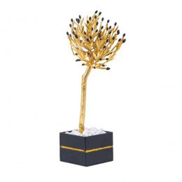 Decorative Olive Tree, Handmade Solid Brass with Golden Patina & Black Olives in Decorative Pot, Height 50cm (19.7'')