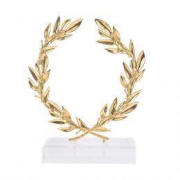 Handmade Decorative Olive Wreath with Golden Patina on Plexiglass Base, 15cm (5.9'')