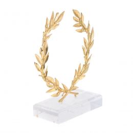 Handmade Decorative Olive Wreath with Golden Patina on Plexiglass Base, 15cm (5.9'')