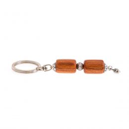 Key Holder Ring, Almond Wood Beads & Alpaca Metal Parts