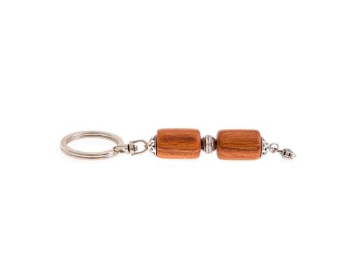 Key Holder Ring, Almond Wood Beads & Alpaca Metal Parts