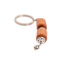 Key Holder Ring, Almond Wood Beads & Alpaca Metal Parts