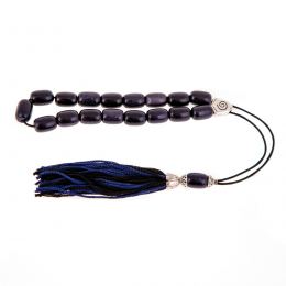 Greek Worry Beads or Komboloi - Handmade, Blue Peridot or Chrysolite Gemstone Long Beads with Alpaca Metal Parts on Pure Silk Cord & Tassel