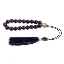 Greek Worry Beads or Komboloi - Handmade, Blue Peridot or Chrysolite Gemstone Round Beads with Alpaca Metal Parts on Pure Silk Cord & Rich Tassel