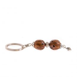 Key Holder Ring, Brown Nutmeg Seed & Alpaca Metal Parts