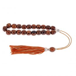 Greek Worry Beads or Komboloi, Handmade, Brown Obsidian Gemstone Beads with Alpaca Metal Parts on a Pure Silk Cord & Rich Tassel