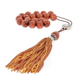 Greek Worry Beads or Komboloi - Handmade, Brown Peridot or Chrysolite Gemstone (Round Beads) with Alpaca Metal Parts on Pure Silk Cord & Tassel