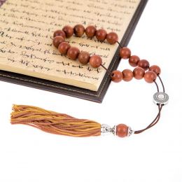 Greek Worry Beads or Komboloi - Handmade, Brown Peridot or Chrysolite Gemstone (Round Beads) with Alpaca Metal Parts on Pure Silk Cord & Tassel