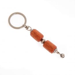 Key Holder Ring, Eucalyptus Wood Beads & Alpaca Metal Parts