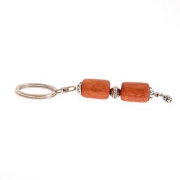 Key Holder Ring, Eucalyptus Wood Beads & Alpaca Metal Parts