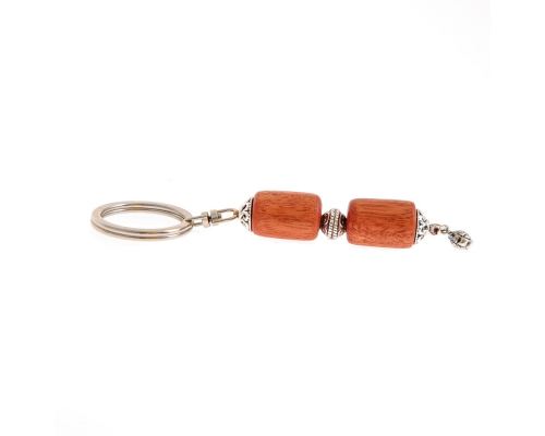 Key Holder Ring, Eucalyptus Wood Beads & Alpaca Metal Parts